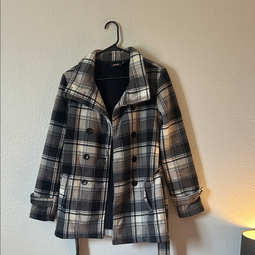 Plaid Double-Breasted Coat